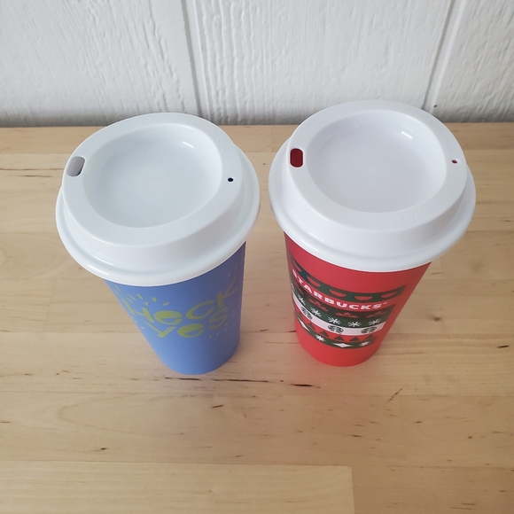 Starbucks Plastic cups W/ lids. Heck yeah/Holiday - Picture 2 of 4